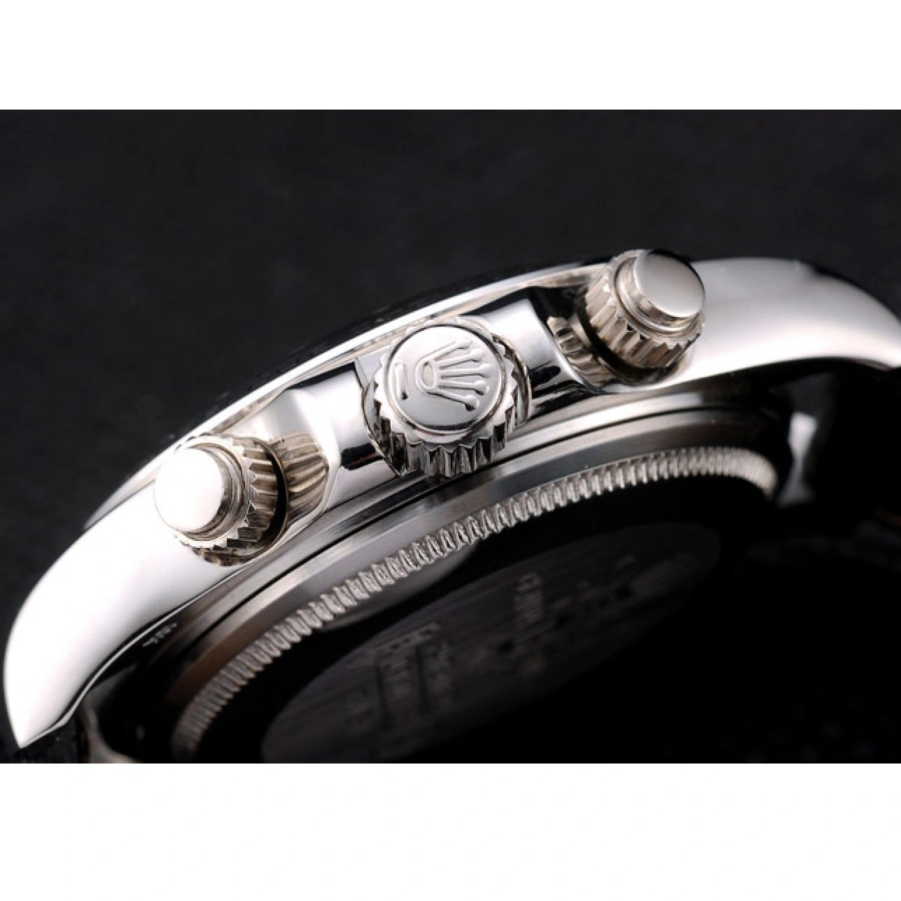 Best AAA Replica Sites Steel Case Black Rolex Lady Stainless Tachymeter Leather Black Dial Daytona Strap 1015